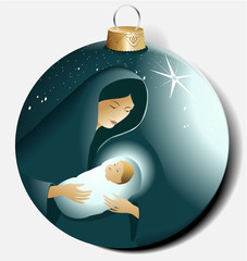 Christmas ball with Maria and Jesus