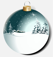 Christmas ball with winter landscape