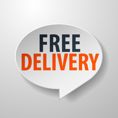 Free Delivery 3d Speech Bubble on White background