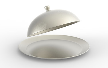 Opened Silver Tray isolated on white background