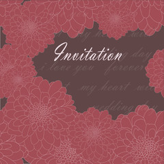 Invitation or wedding card with chrysanthemum