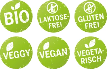 Fotobehang Symbol Bio, Vegan, Glutenfrei, vegetarisch, Laktosefrei vektor © guukaa