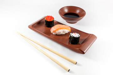 Sushi menu with Wasabi and chopsticks