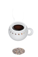 A Hot Coffee with Roasted Coffee Beans