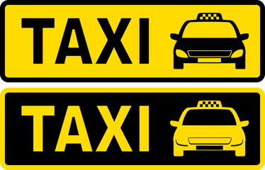 black and yellow taxi sign
