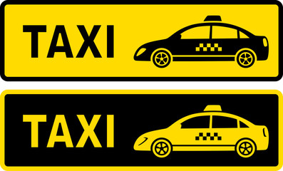 two taxi signs