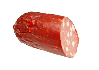 Smoked sausage isolated on white background