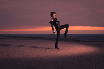 Fashion portrait with accessories and black suit