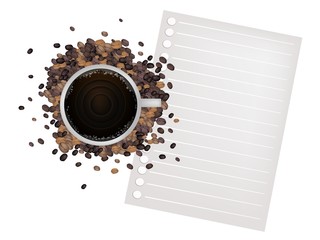 Coffee and Bean with A Blank Paper