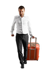 confident businessman with suitcase