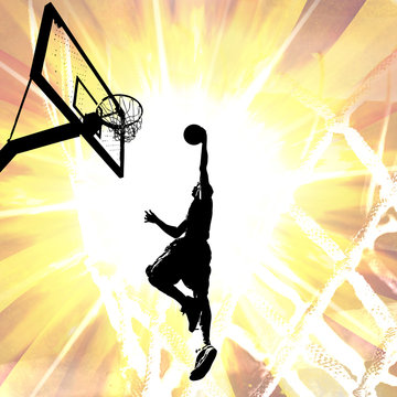 Fiery Basketball Slam Dunk