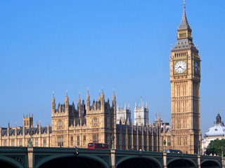 Fototapeta na wymiar London, Parliament Building and Westminster Bridge,