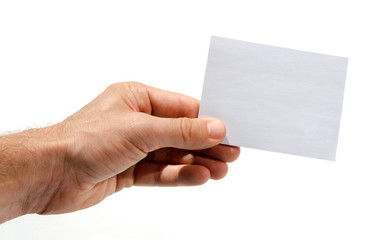 Männerhand hält Visitenkarte - Hand holding Paper Card
