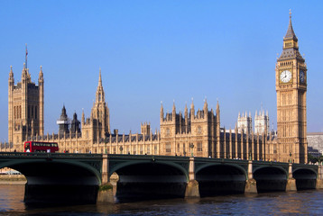 Obraz na płótnie Canvas London, Parliament Building and Westminster Bridge,