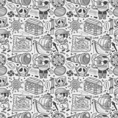 seamless doodle pirate pattern