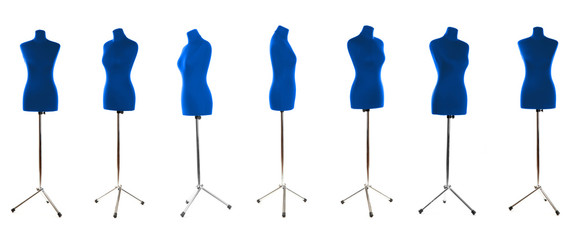 Mannequin in different perspectives isolated on white