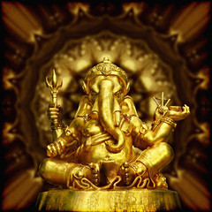 Obraz premium Golden Sculpture Hindu God Ganesha