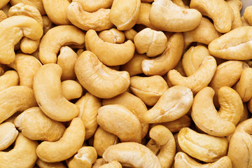 Fresh cashew nuts background