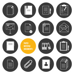 Vector Notepad Paper Documents Icons Set