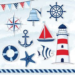 Fototapeta na wymiar Nautical design elements