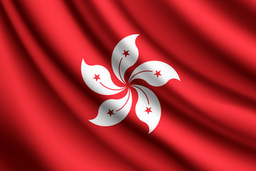 Waving flag of Hong Kong, vector