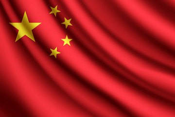 Waving flag of China, vector