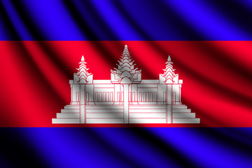 Waving flag of Cambodia, vector