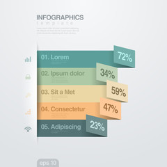 Infographics vector design template. Paper Ribbons