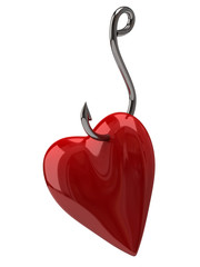 Illustration of red heart on the hook