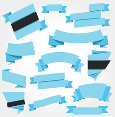 Vector Ribbons Set Blue