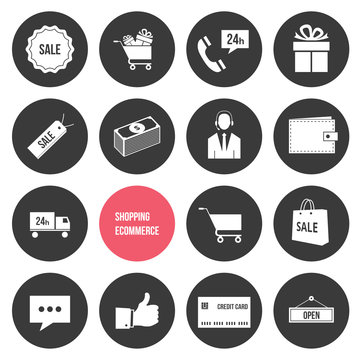Vector Shopping and Ecommerce Icons Set
