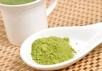 Brewing matcha green tea