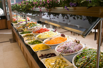 Catering salad buttet at a restaurant