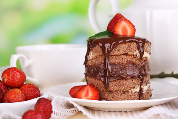 Chocolate cake with strawberry