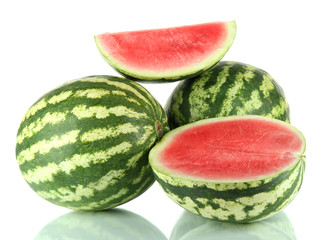 Ripe watermelons isolated on white