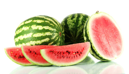 Ripe watermelons isolated on white