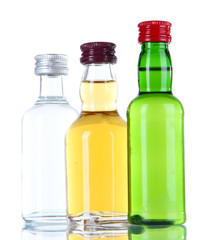 Minibar bottles, isolated on white