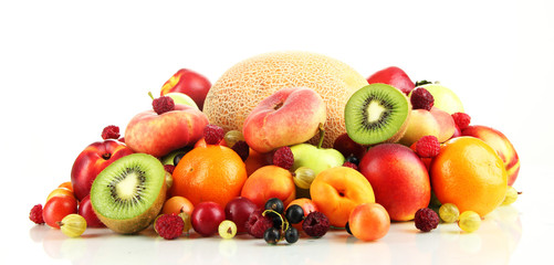 Fototapeta na wymiar Assortment of juicy fruits, isolated on white