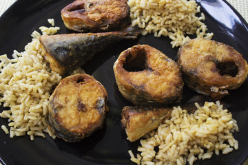 roasted mackerel fish with rice