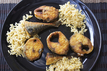 roasted mackerel fish with rice