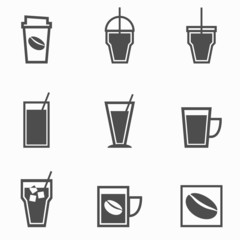 Coffee drinks icons collection on white background