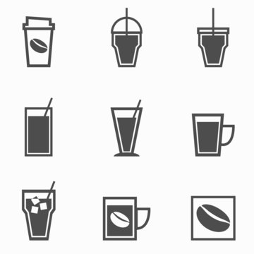 Coffee drinks icons collection on white background