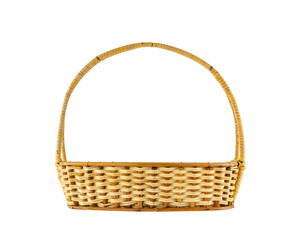 Empty wicker basket isolated on white background
