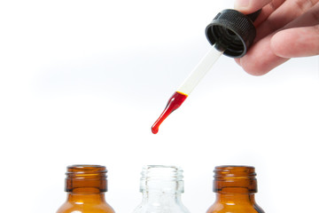 Red liquid from dropper