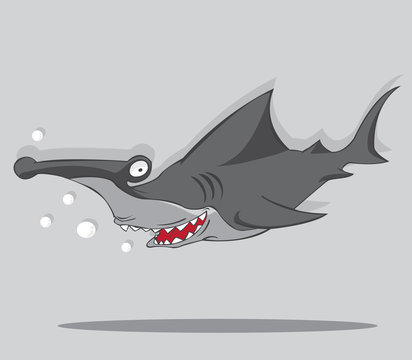 cartoon Hammer fish shark. vector and illustration