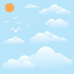 bird at sky, sun and cloud