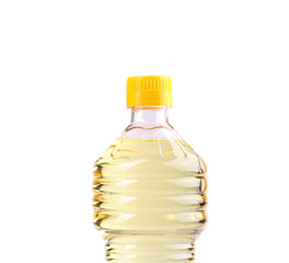 Top bottle of oil isolated on white