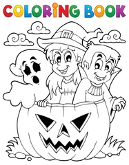 Fotobehang Voor kinderen Coloring book Halloween character 5