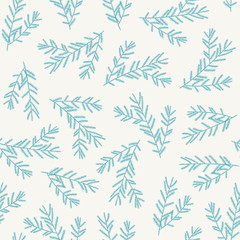 Seamless pattern with blue fir branches