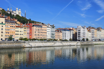 Beautiful view of Saone river in Lyon city